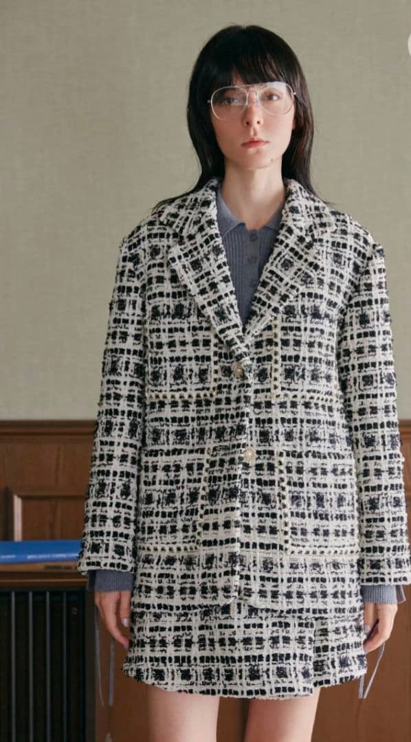 完売COEL38ツイードビッグテーラードジャケット白 ヨンア金子綾