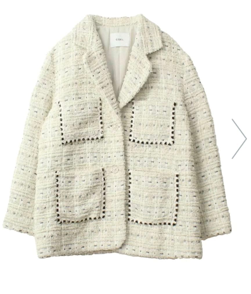 完売COEL38ツイードビッグテーラードジャケット白 ヨンア金子綾