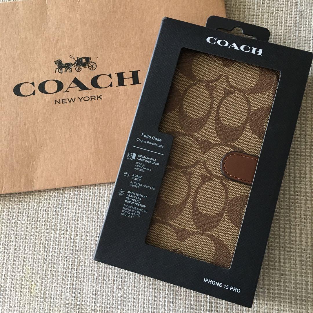 新品　COACH コーチ レザー iPhone 15Pro ケース　手帳