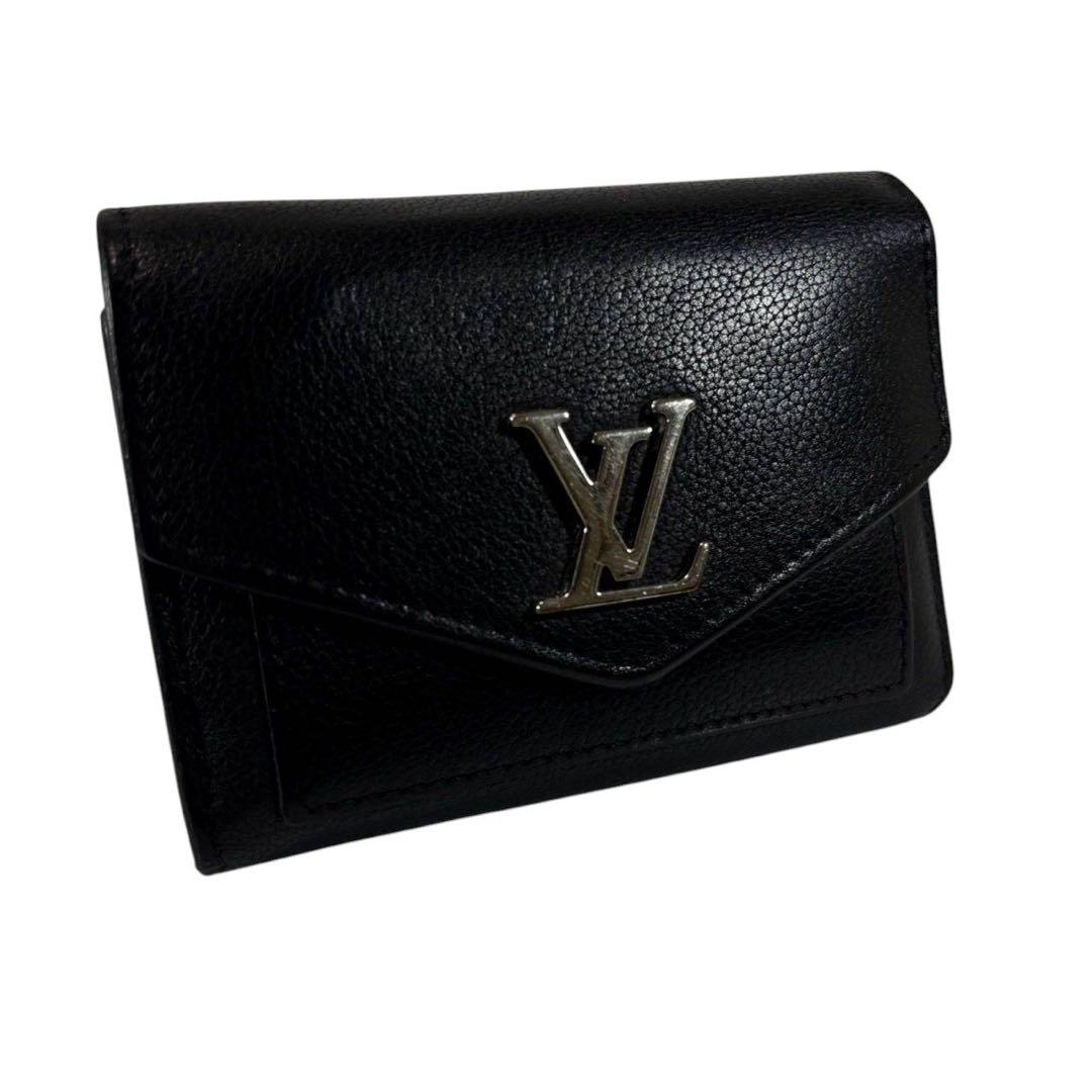 美品 ルイヴィトン マイロックミー 三つ折り財布 ブラック レザー LVロゴ