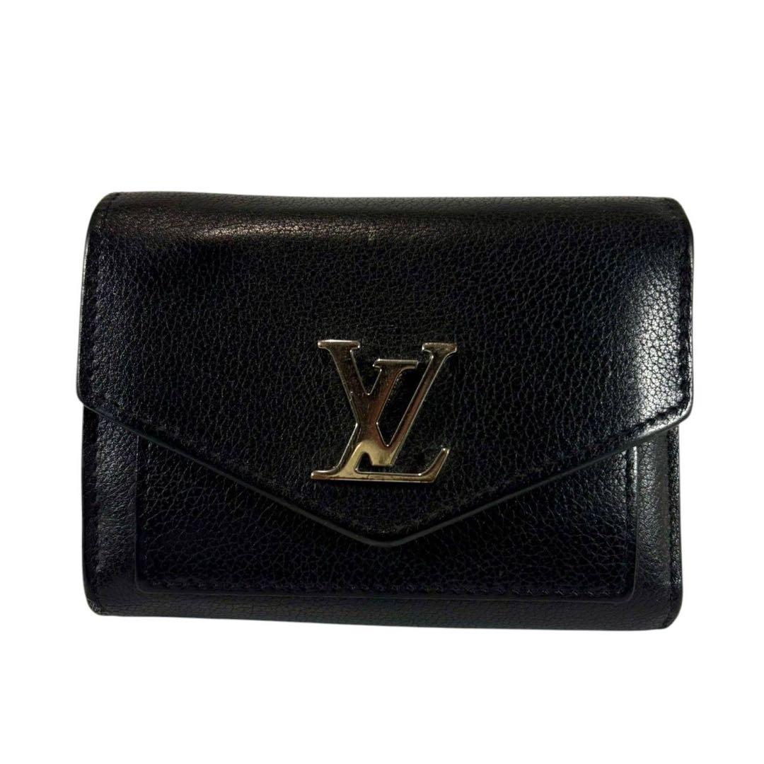 美品 ルイヴィトン マイロックミー 三つ折り財布 ブラック レザー LVロゴ
