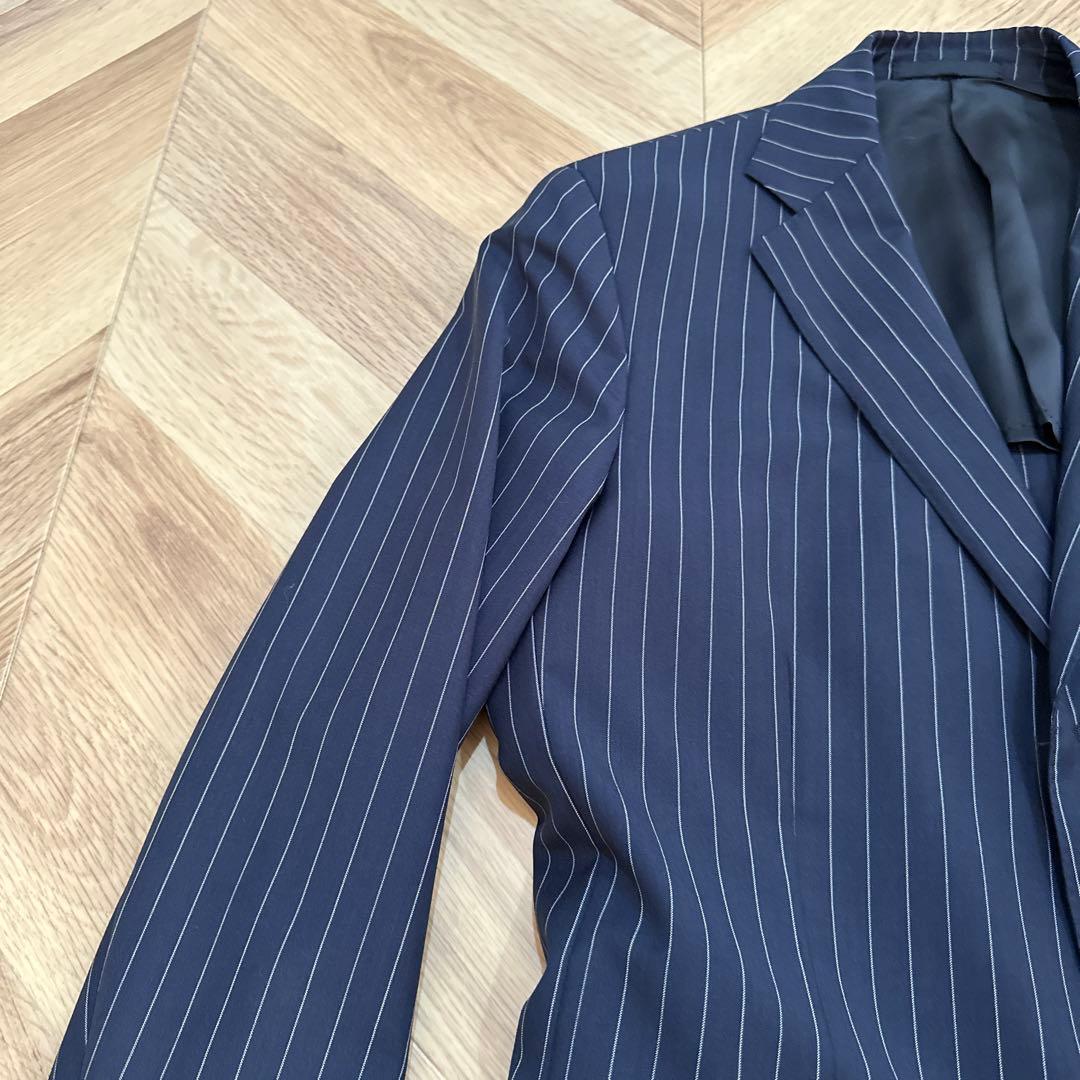 CARUSO カルーゾ　ウールモヘアストライプ　スーツ　ブルー　48サイズ