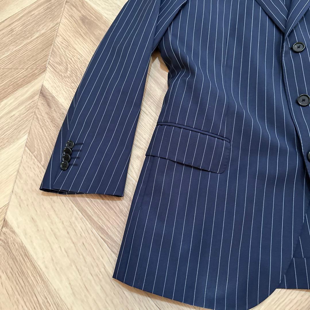 CARUSO カルーゾ　ウールモヘアストライプ　スーツ　ブルー　48サイズ