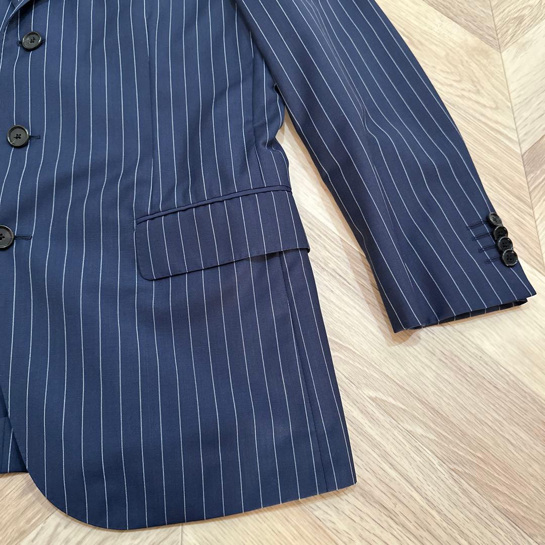 CARUSO カルーゾ　ウールモヘアストライプ　スーツ　ブルー　48サイズ