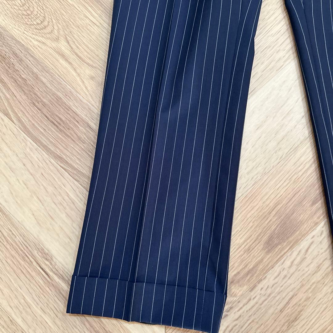 CARUSO カルーゾ　ウールモヘアストライプ　スーツ　ブルー　48サイズ