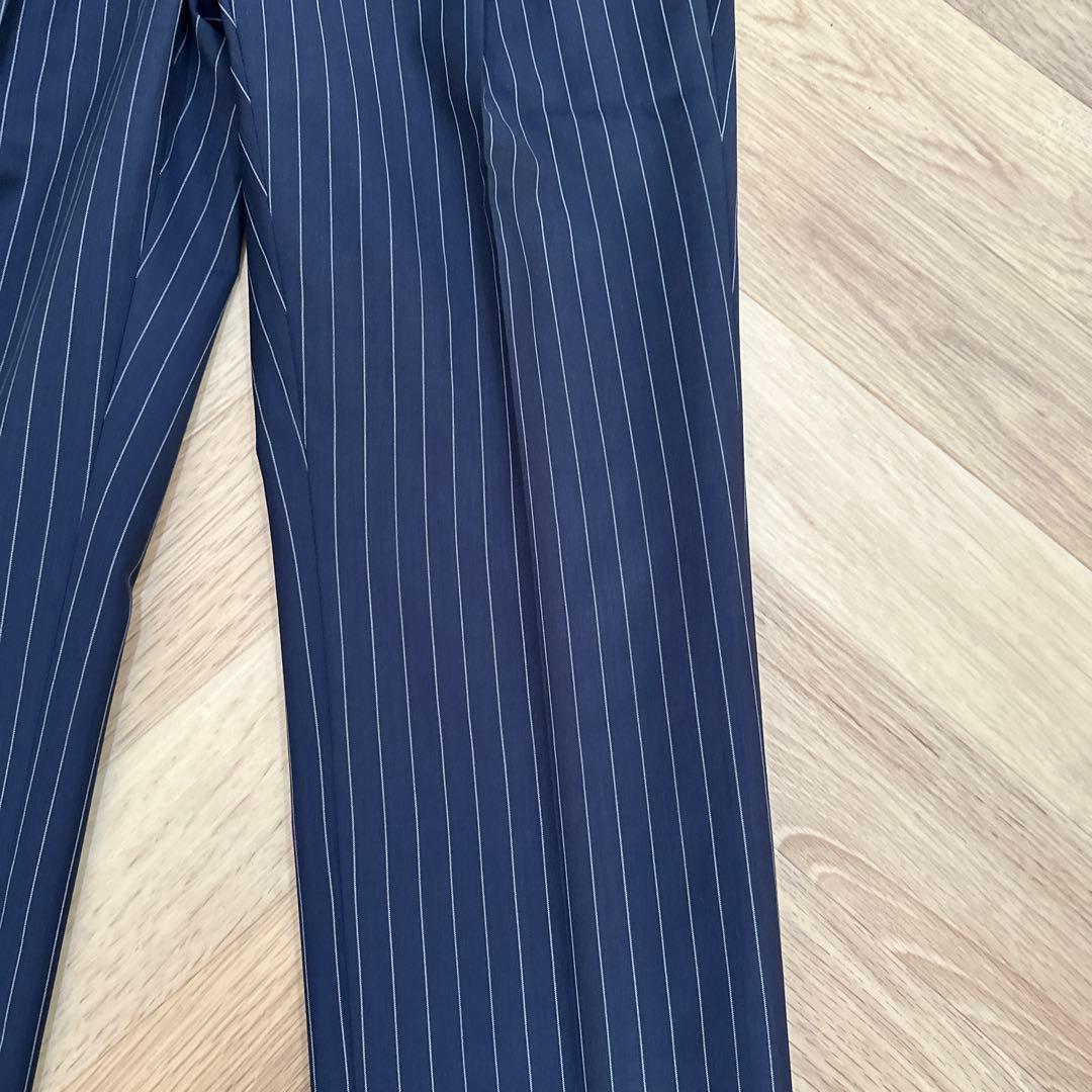 CARUSO カルーゾ　ウールモヘアストライプ　スーツ　ブルー　48サイズ