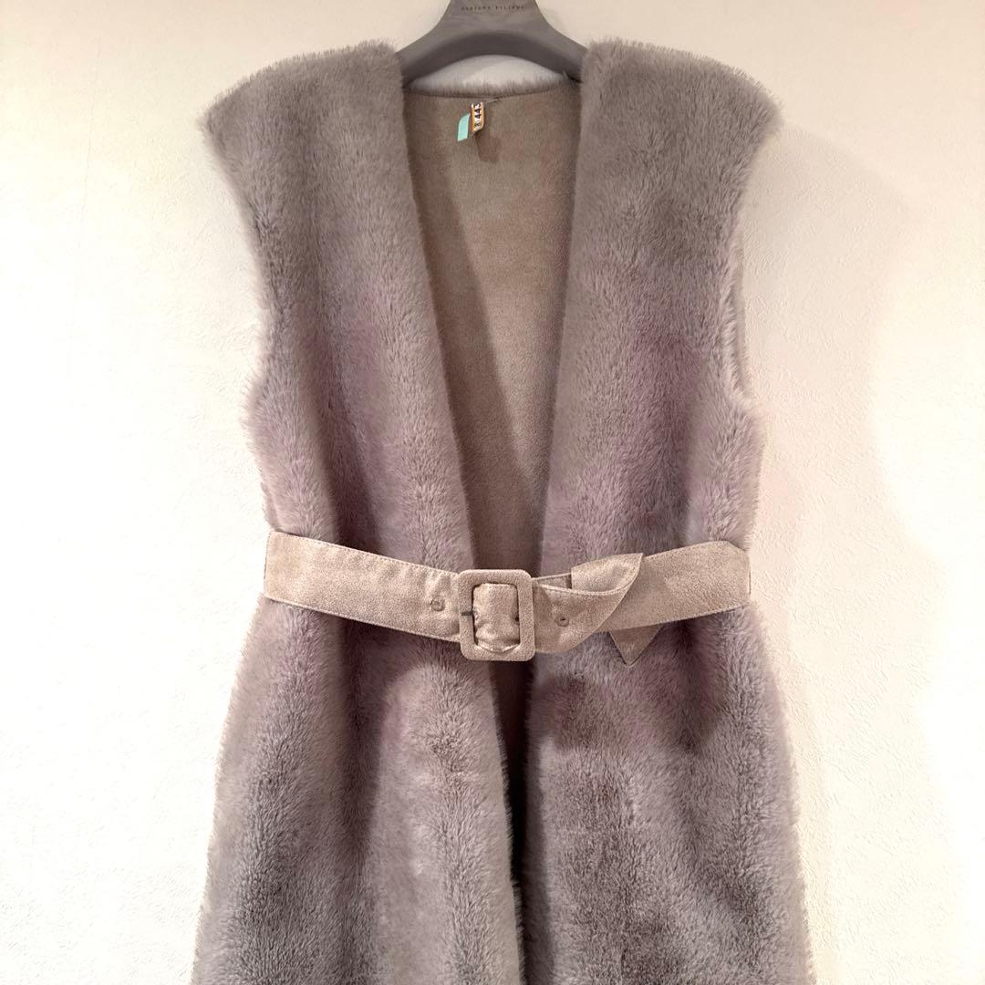 インゲボルグ 高級ジレ ロング マキシワンピ フェイクファー コート アウター