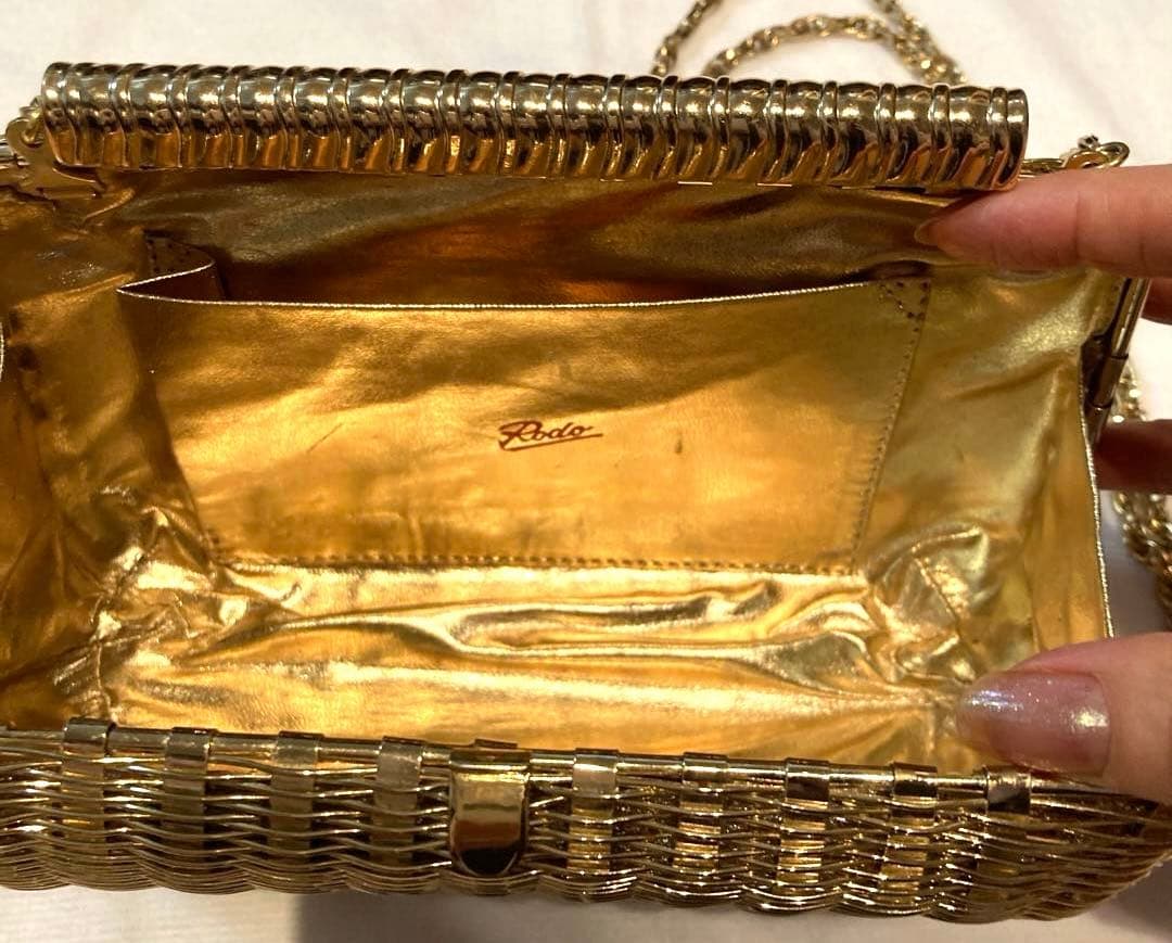 Rodo メタル　かごバック　2way ゴールド　クラッチバッグ　ヴィンテージ