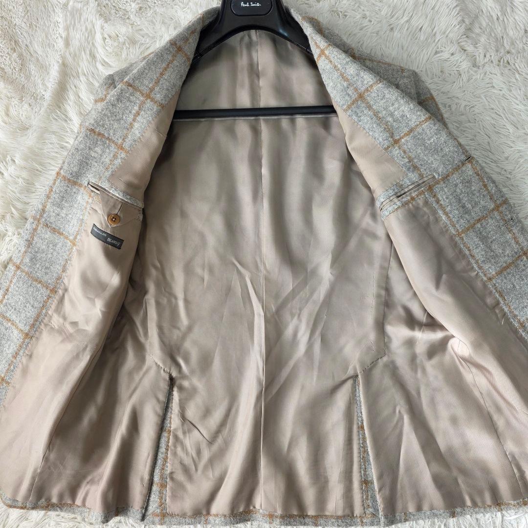 【アルパカ85%!!!】ビームスエフ テーラードジャケット チェック グレー系