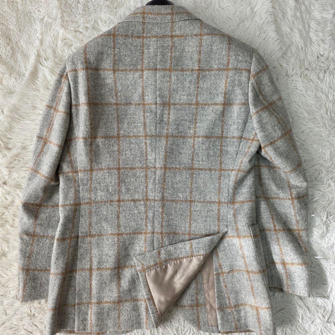 【アルパカ85%!!!】ビームスエフ テーラードジャケット チェック グレー系