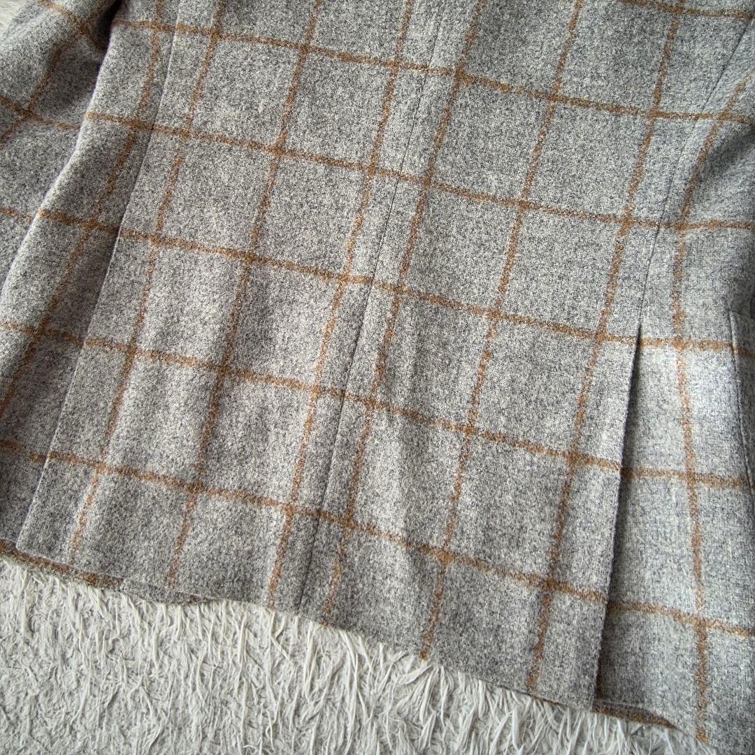 【アルパカ85%!!!】ビームスエフ テーラードジャケット チェック グレー系