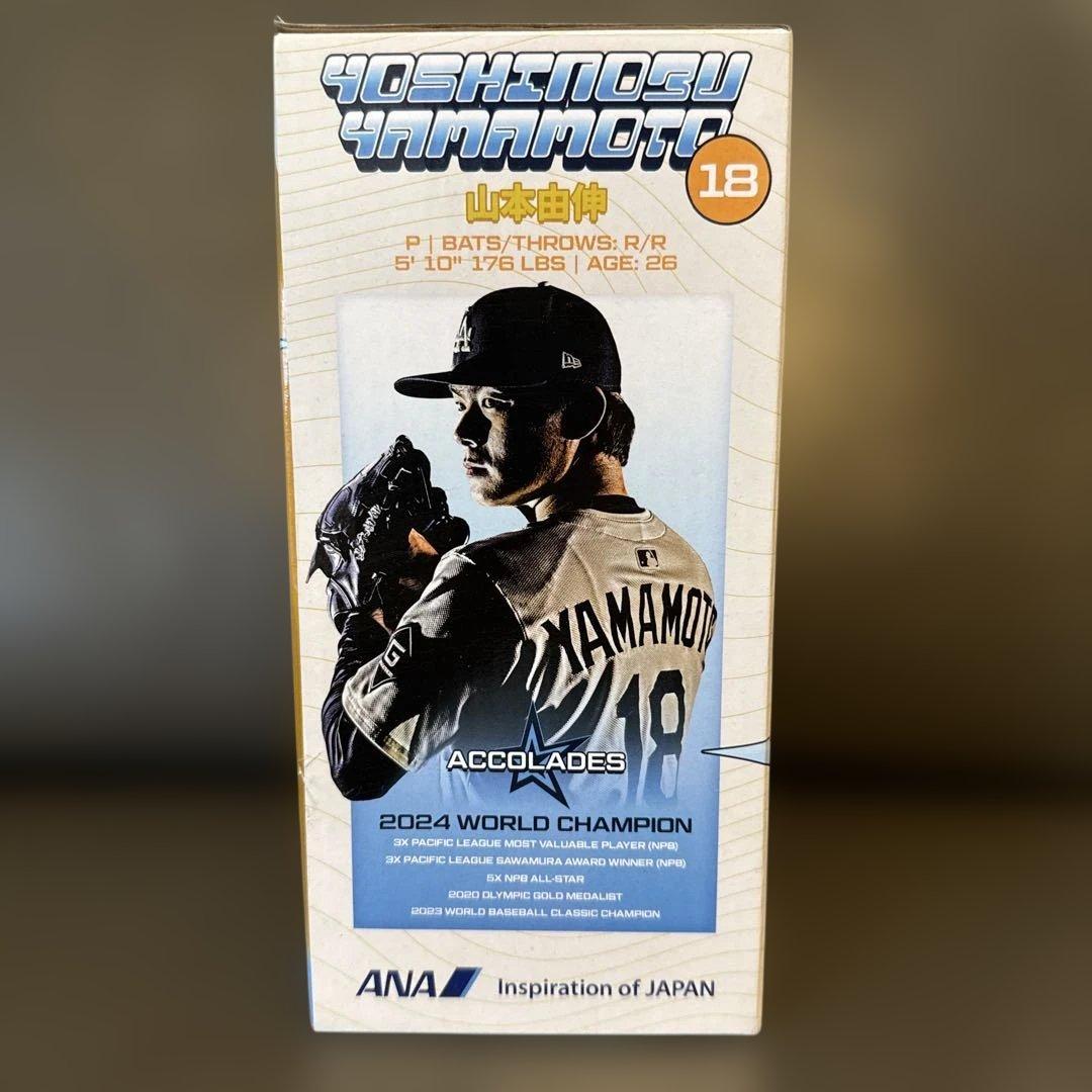 ドジャーズ山本由伸ボブルヘッド(缶バッジ＆ゴムリストバンド付き)7/2LA