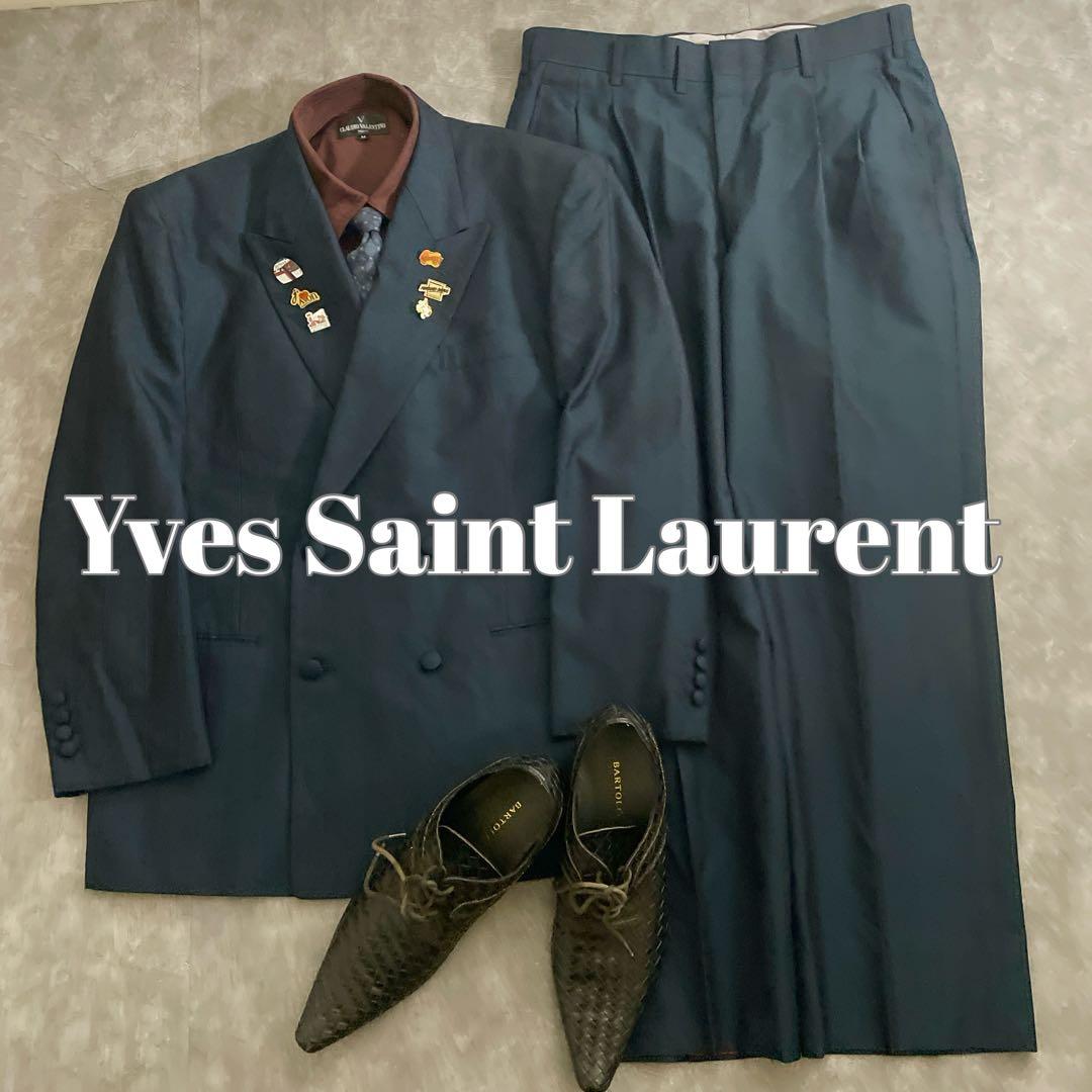 極上 シルク混 ダブルブレストスーツ × Saint Laurentネクタイ