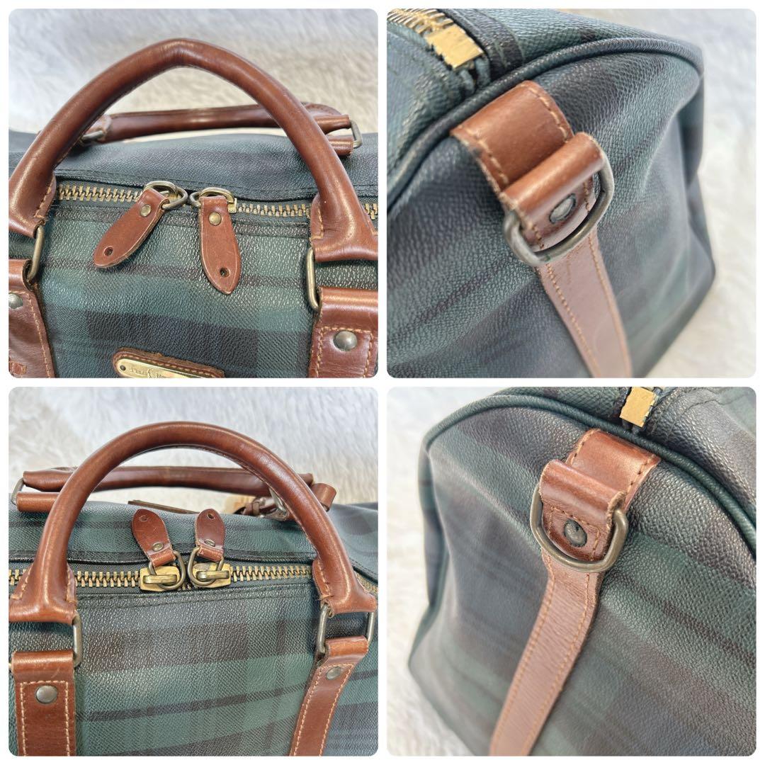 ポロ ラルフローレン ボストンバッグ ブラックウォッチ PVC レザー 希少