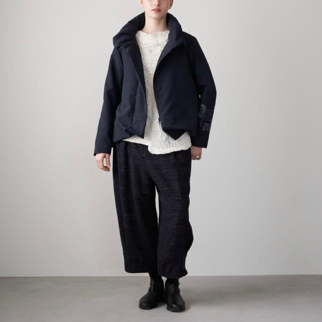 芽風 定価6.9万 近年 ロゴタフタ ジャケット アウター ネイビー 38