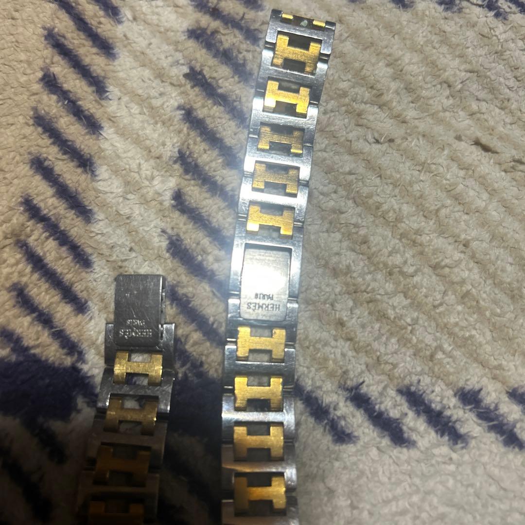 z*様 HERMES アナログ腕時計 シルバー/ゴールド クリッパー金具ベルト付