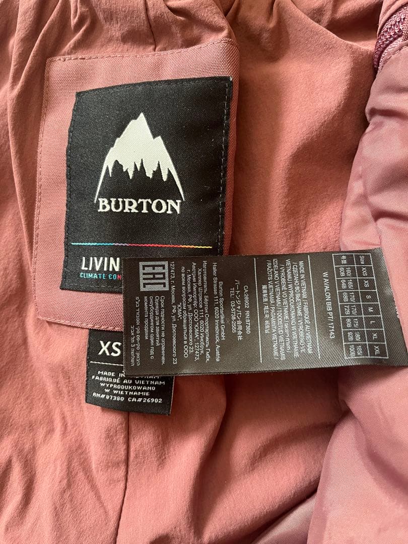 【美品】BURTON スノーボードウェア ビブパンツ XS ピンク