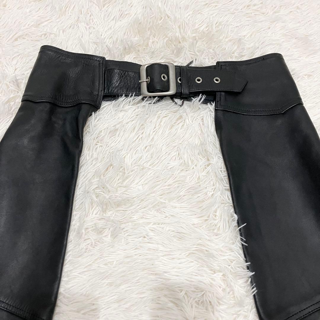 チャップス　バイカー　y2k ブラック　レザー　ファスナー　ベルト　XXLサイズ