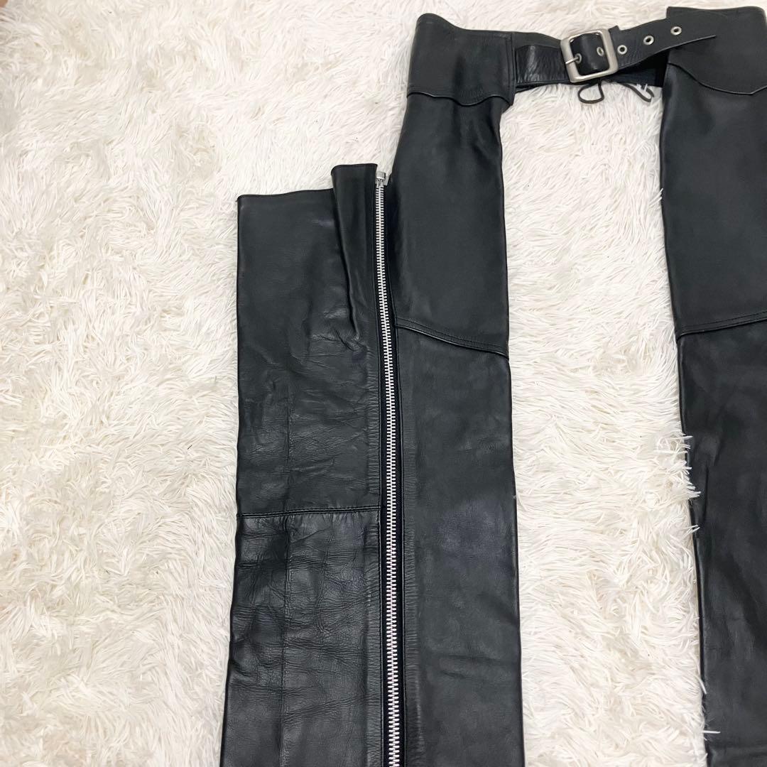 チャップス　バイカー　y2k ブラック　レザー　ファスナー　ベルト　XXLサイズ