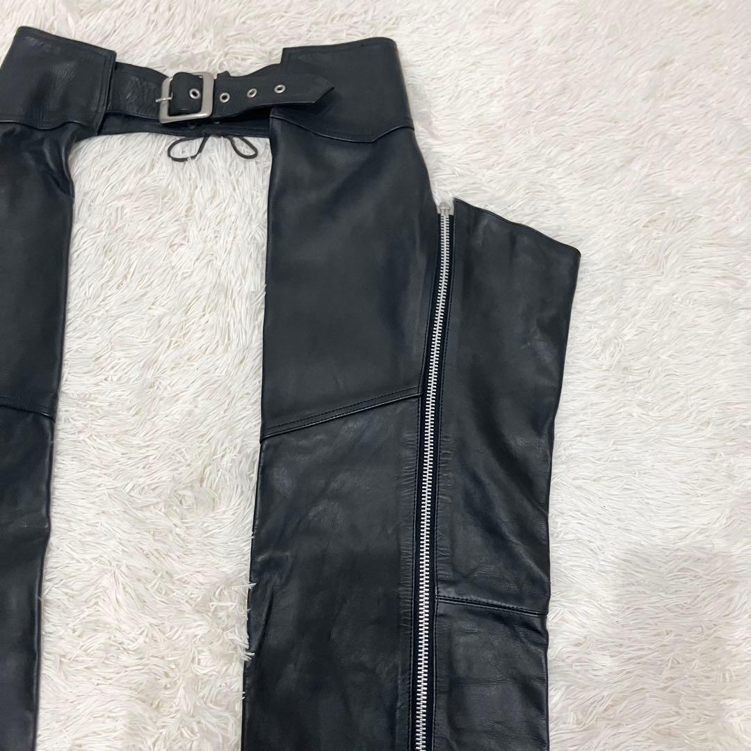 チャップス　バイカー　y2k ブラック　レザー　ファスナー　ベルト　XXLサイズ