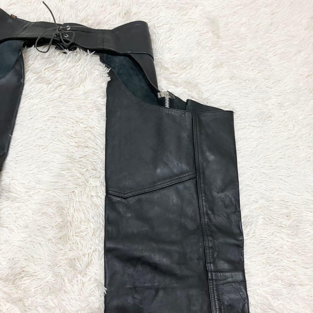 チャップス　バイカー　y2k ブラック　レザー　ファスナー　ベルト　XXLサイズ