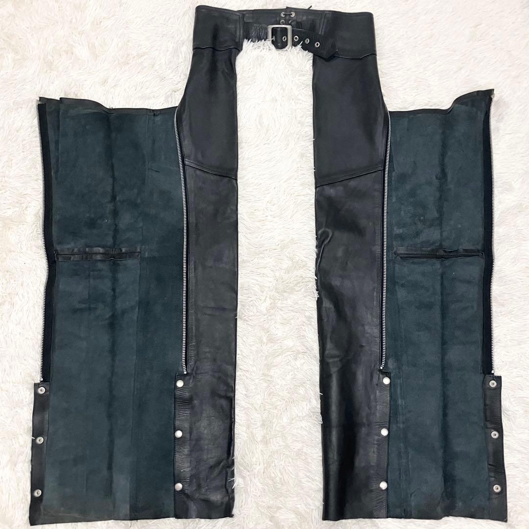 チャップス　バイカー　y2k ブラック　レザー　ファスナー　ベルト　XXLサイズ