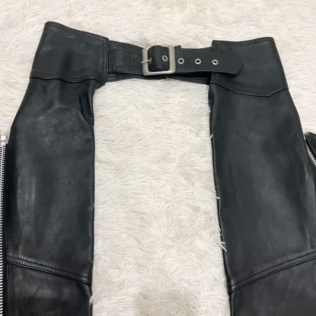 チャップス　バイカー　y2k ブラック　レザー　ファスナー　ベルト　XXLサイズ