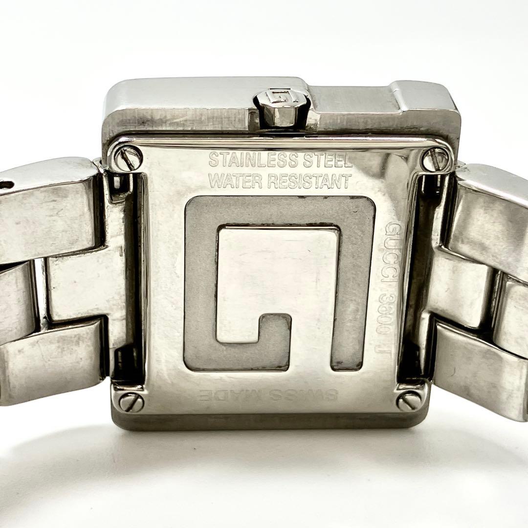 稼働 GUCCI グッチ 腕時計 3600J Gロゴ ベルト延長 シルバー 黒