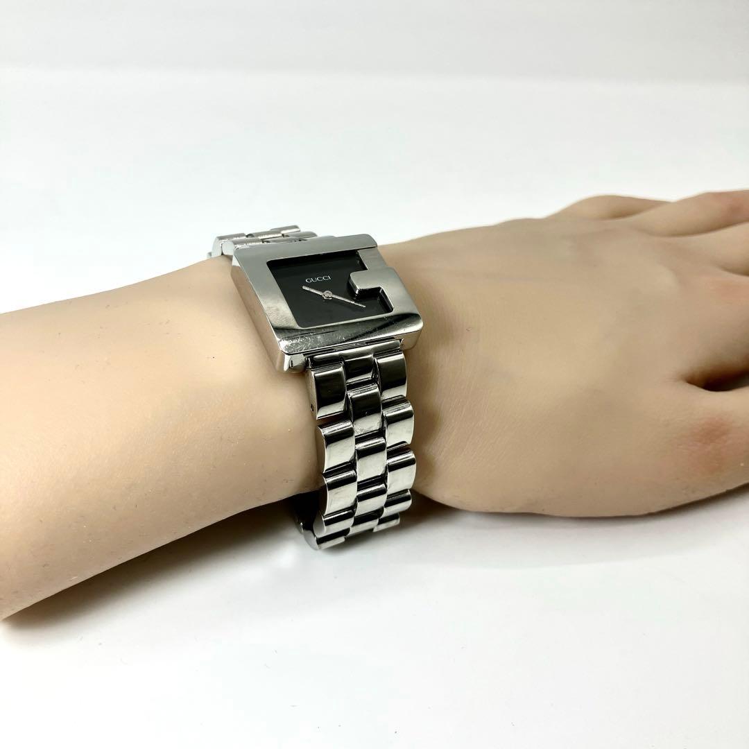 稼働 GUCCI グッチ 腕時計 3600J Gロゴ ベルト延長 シルバー 黒