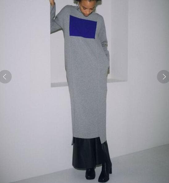 美品　UN3D.　アンスリード　ポイントカラーニットワンピース　グレー　38