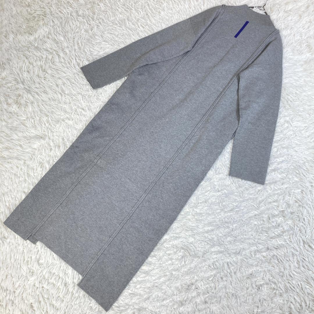 美品　UN3D.　アンスリード　ポイントカラーニットワンピース　グレー　38