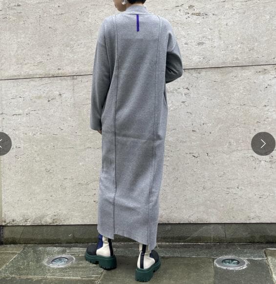 美品　UN3D.　アンスリード　ポイントカラーニットワンピース　グレー　38