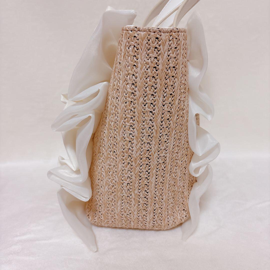 DIANA フリル かごバッグ ホワイト