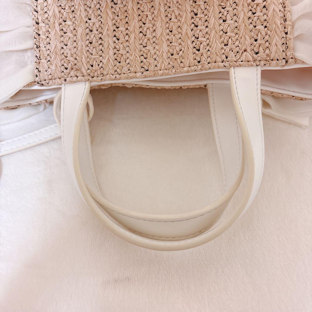 DIANA フリル かごバッグ ホワイト