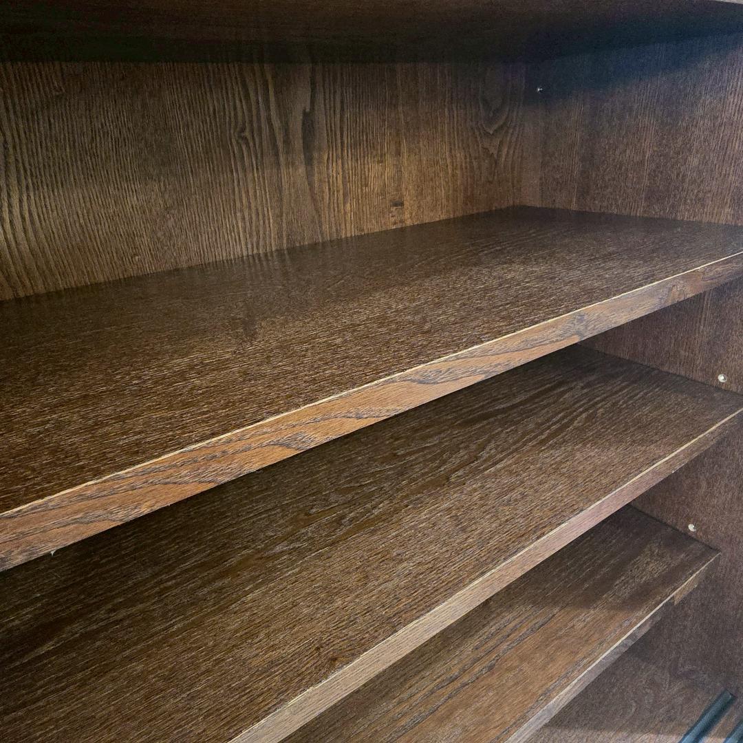 【高級】 無垢材 食器棚 引き戸 幅148㎝ カップボード 収納棚 和風 民芸