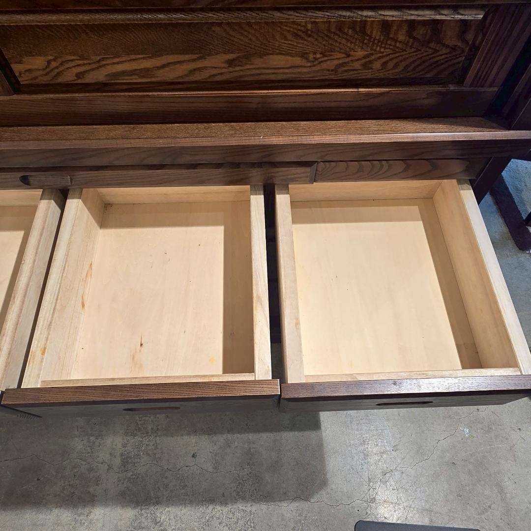 【高級】 無垢材 食器棚 引き戸 幅148㎝ カップボード 収納棚 和風 民芸