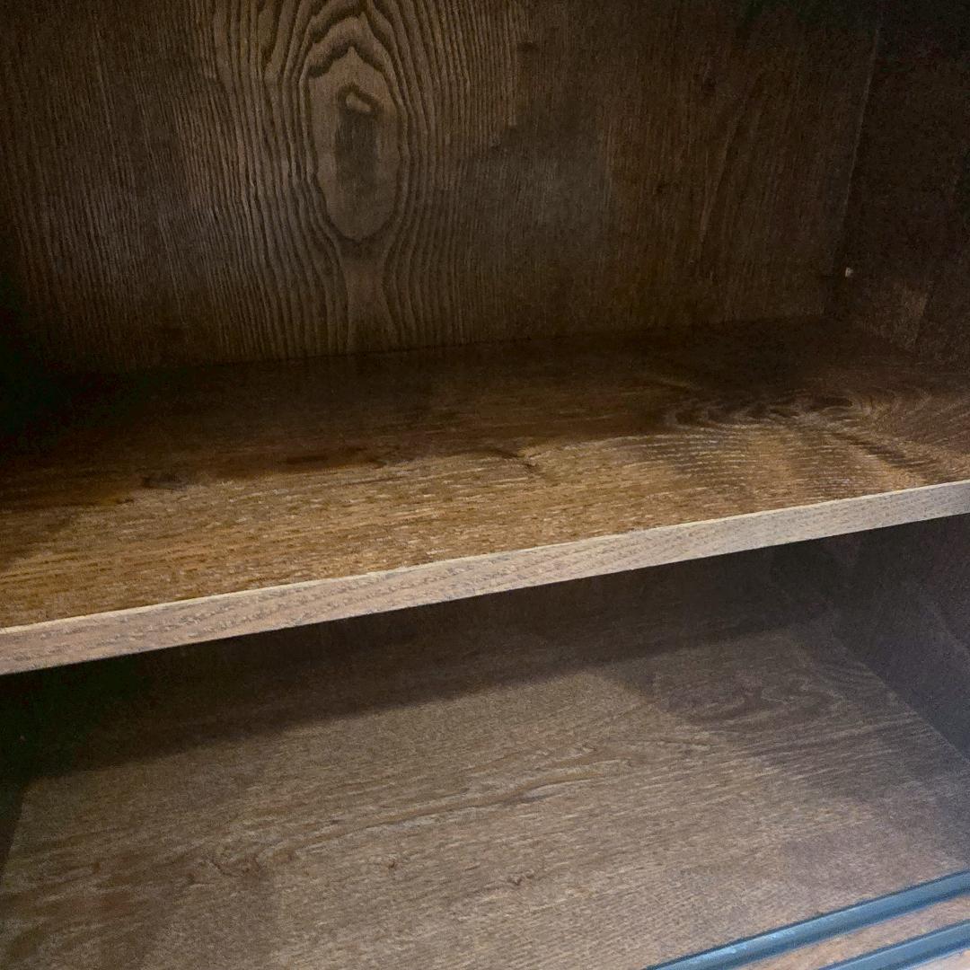 【高級】 無垢材 食器棚 引き戸 幅148㎝ カップボード 収納棚 和風 民芸