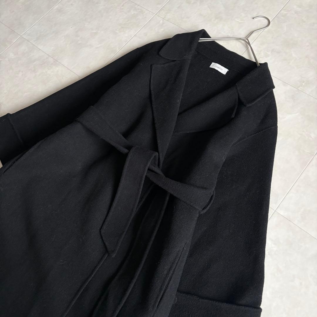 cizatto Wool Gown Coat 黒 フリー ベルト付 ロングコート