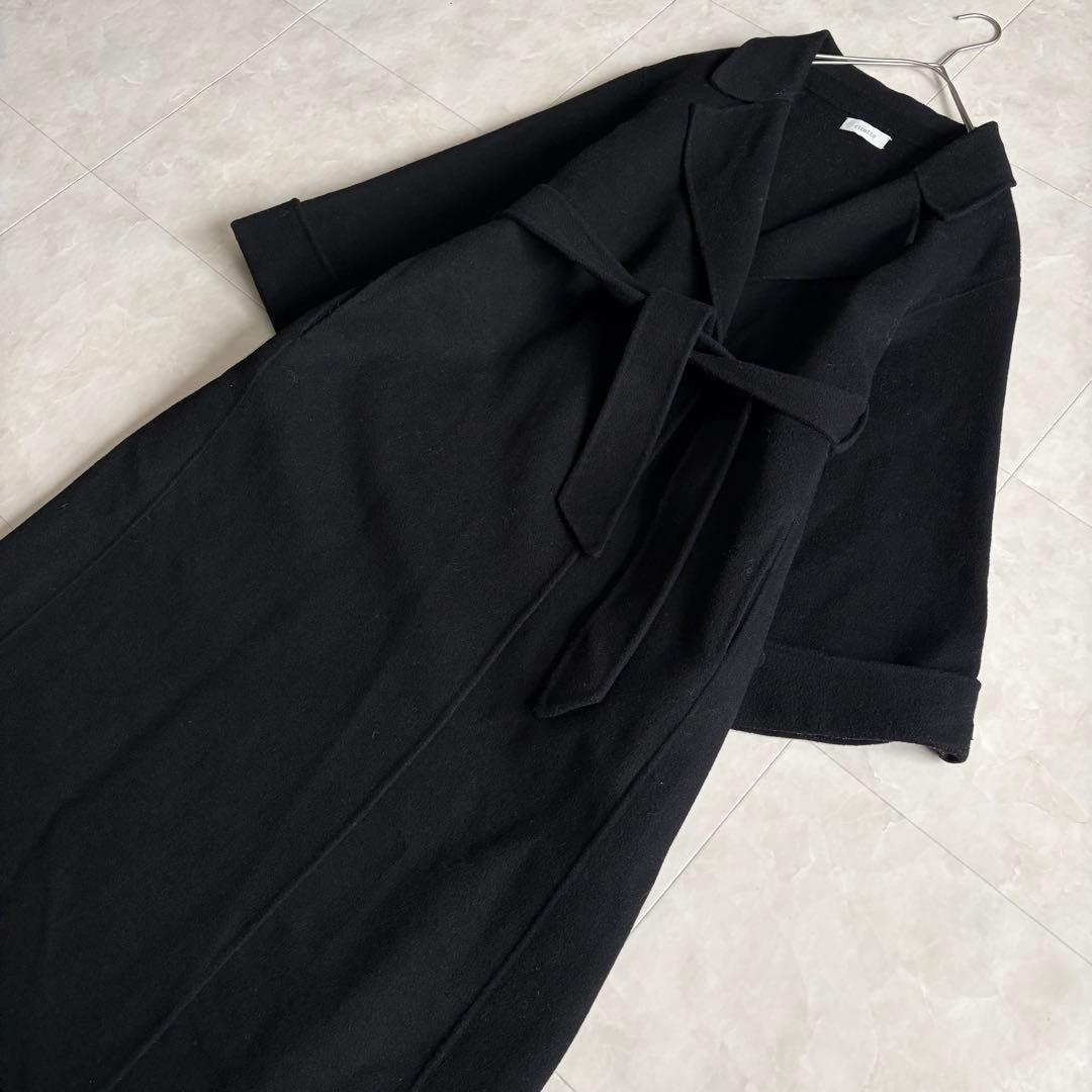 cizatto Wool Gown Coat 黒 フリー ベルト付 ロングコート