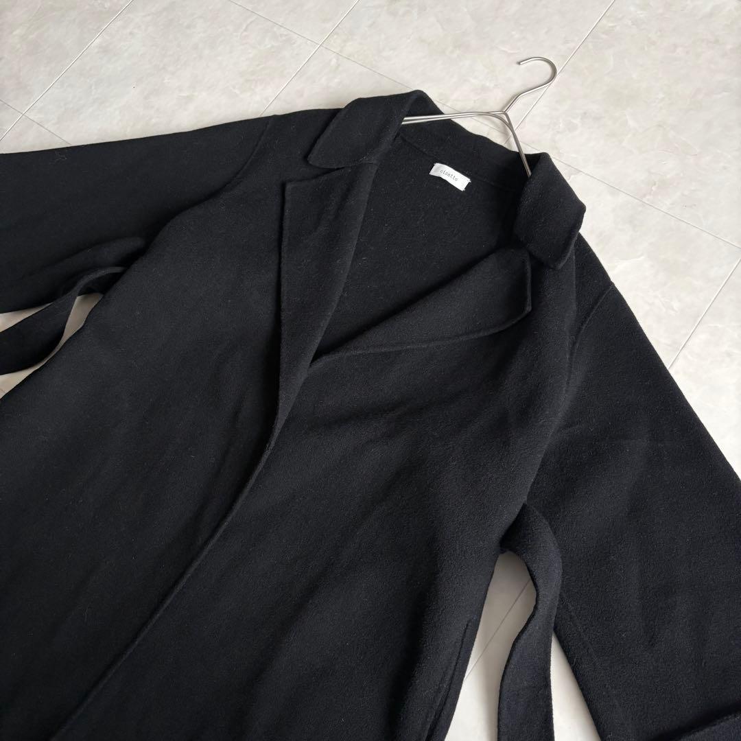 cizatto Wool Gown Coat 黒 フリー ベルト付 ロングコート