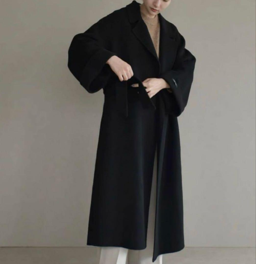 cizatto Wool Gown Coat 黒 フリー ベルト付 ロングコート