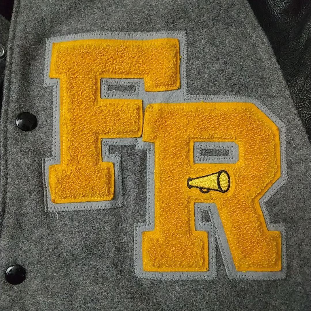 刺繍パイルワッペン 袖レザー 切替 ラインストーン ウール カレッジ スタジャン