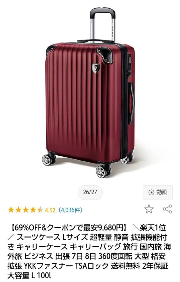 キャリーケース Lサイズ 100L