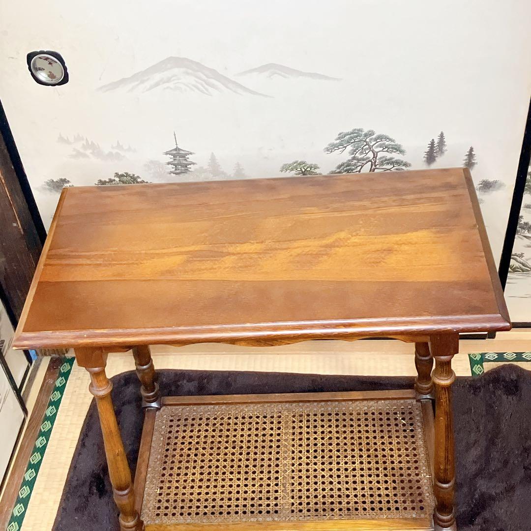 karimoku カリモク 木製 コンソールテーブル ラタン棚付き 幅60