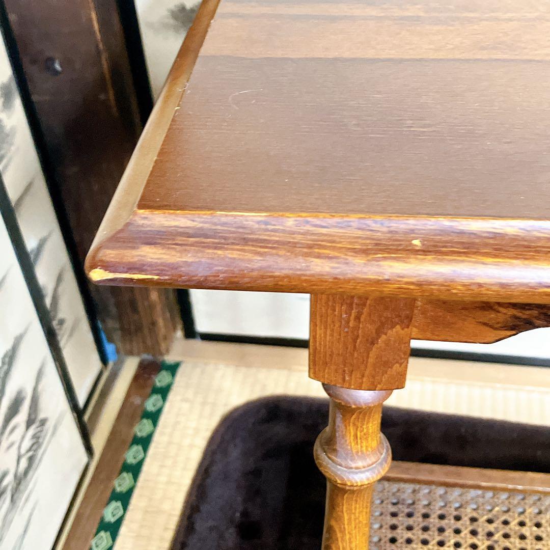 karimoku カリモク 木製 コンソールテーブル ラタン棚付き 幅60