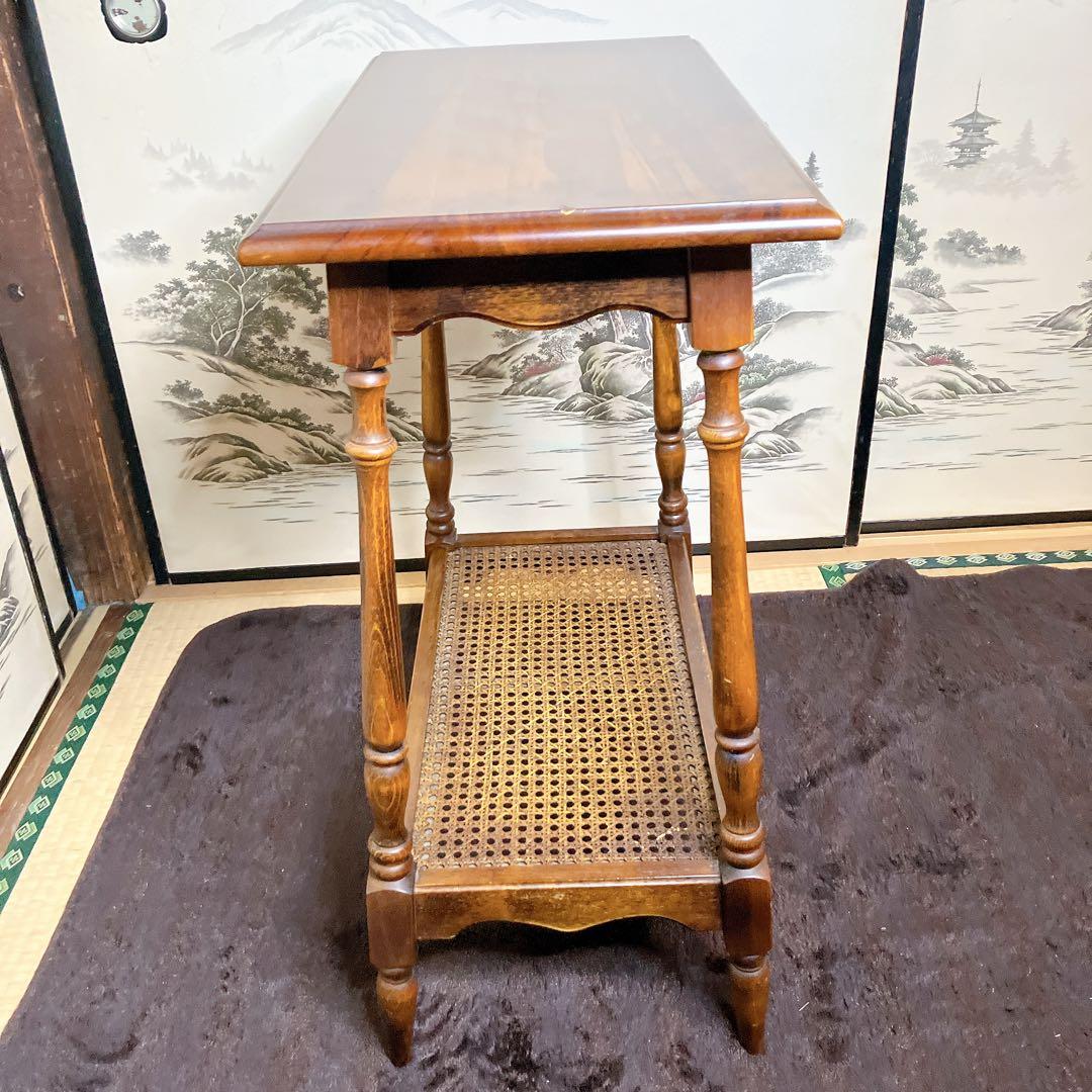 karimoku カリモク 木製 コンソールテーブル ラタン棚付き 幅60