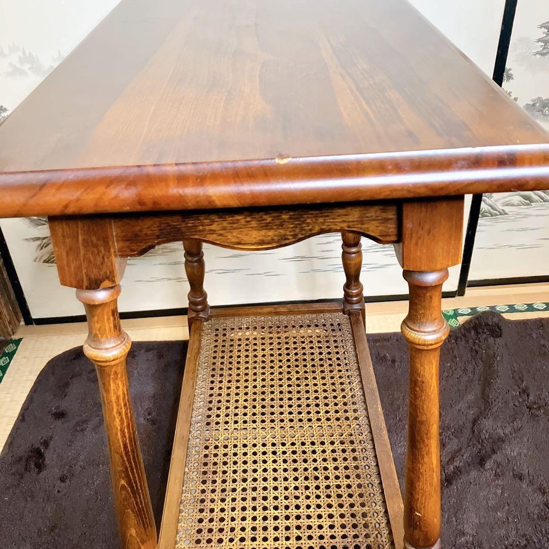 karimoku カリモク 木製 コンソールテーブル ラタン棚付き 幅60