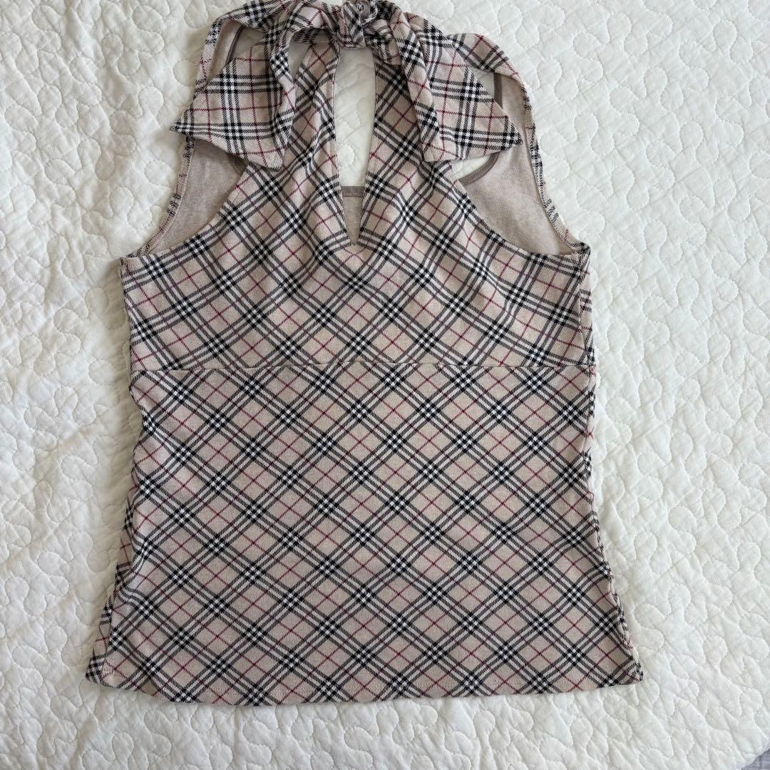 y2k バーバリー　ブルーレーベル　ノバチェック　リボン　タンクトップ M
