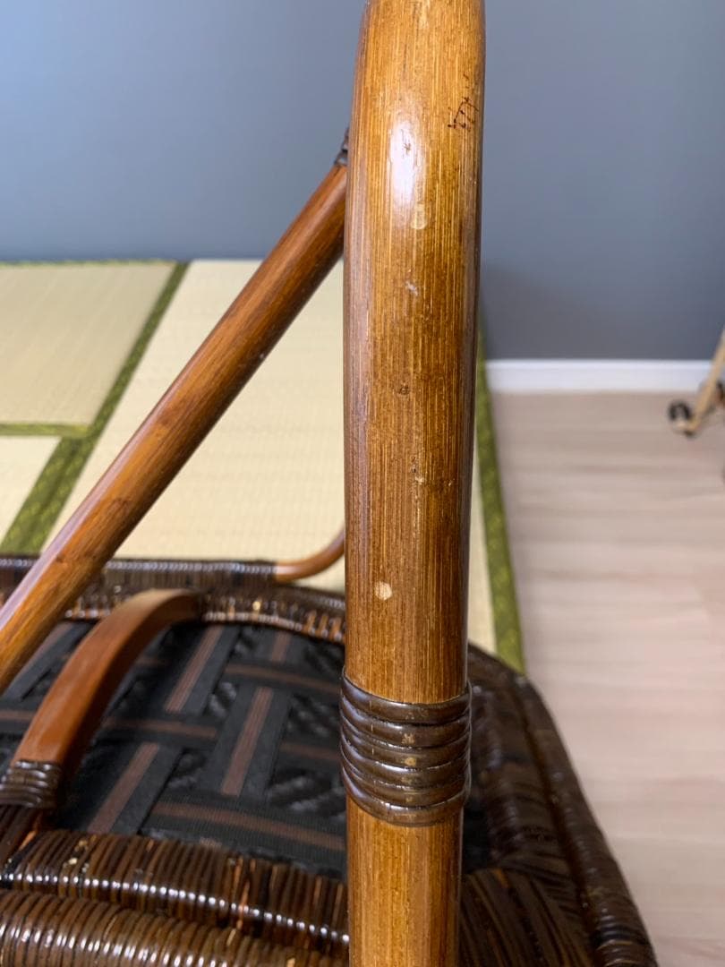 美品ラタン手編みカウチソファ