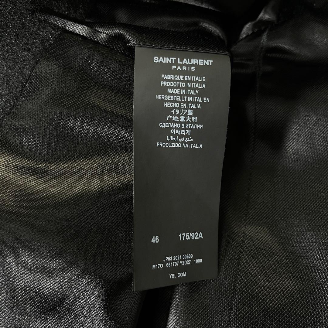 22AW SAINT LAURENT ダブルブレステッドロングコート 46 黒
